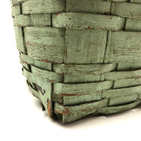 Splint Gathering Basket in Wonderful Old Seafoam Green Paint