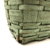 Splint Gathering Basket in Wonderful Old Seafoam Green Paint