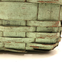 Splint Gathering Basket in Wonderful Old Seafoam Green Paint