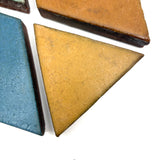 Four Gorgeous Thick, Matte Glazed Geometric Tiles. c. 1920s-40s