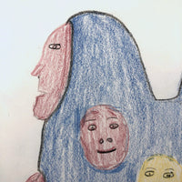 Cloaked Figures and Faces and Animal: Mary Ayaq Anowtalik Colored Pencil Drawing