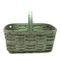 Splint Gathering Basket in Wonderful Old Seafoam Green Paint