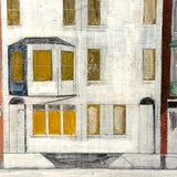 Row Houses, Three Styles, c. 1940s Acrylic on Board Painting, Presumed Allentown PA