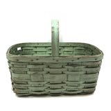 Splint Gathering Basket in Wonderful Old Seafoam Green Paint
