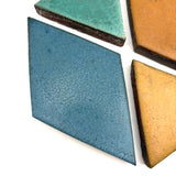 Four Gorgeous Thick, Matte Glazed Geometric Tiles. c. 1920s-40s