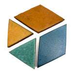 Four Gorgeous Thick, Matte Glazed Geometric Tiles. c. 1920s-40s
