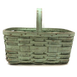Splint Gathering Basket in Wonderful Old Seafoam Green Paint