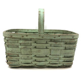 Splint Gathering Basket in Wonderful Old Seafoam Green Paint