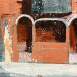 Row Houses, Three Styles, c. 1940s Acrylic on Board Painting, Presumed Allentown PA
