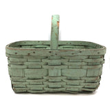 Splint Gathering Basket in Wonderful Old Seafoam Green Paint