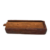 Very Sweet Antique Carved Out Box in Red Paint with Slide Lid