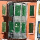 Row Houses, Three Styles, c. 1940s Acrylic on Board Painting, Presumed Allentown PA