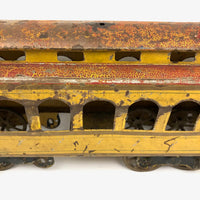 C. 1910s Schieble (Dayton, Ohio) Large Tin Litho Trolley in Yellow and Red