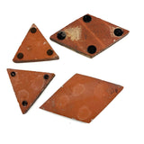 Four Gorgeous Thick, Matte Glazed Geometric Tiles. c. 1920s-40s