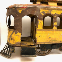 C. 1910s Schieble (Dayton, Ohio) Large Tin Litho Trolley in Yellow and Red