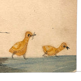 Girl and Her Chicks, Sweet Old Postage Stamp Collage Postcard