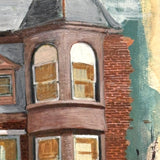 Row Houses, Three Styles, c. 1940s Acrylic on Board Painting, Presumed Allentown PA