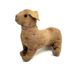 Sweet, Much Loved Old Straw Stuffed Hand-sewn Linen Dog with Button Eyes