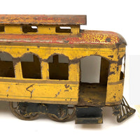 C. 1910s Schieble (Dayton, Ohio) Large Tin Litho Trolley in Yellow and Red