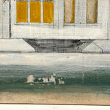 Row Houses, Three Styles, c. 1940s Acrylic on Board Painting, Presumed Allentown PA