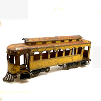 C. 1910s Schieble (Dayton, Ohio) Large Tin Litho Trolley in Yellow and Red