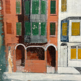 Row Houses, Three Styles, c. 1940s Acrylic on Board Painting, Presumed Allentown PA