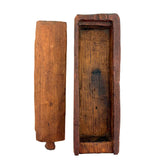 Very Sweet Antique Carved Out Box in Red Paint with Slide Lid