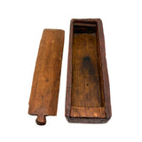 Very Sweet Antique Carved Out Box in Red Paint with Slide Lid