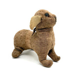Sweet, Much Loved Old Straw Stuffed Hand-sewn Linen Dog with Button Eyes