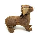 Sweet, Much Loved Old Straw Stuffed Hand-sewn Linen Dog with Button Eyes