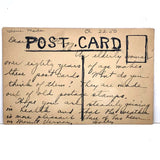 Girl and Her Chicks, Sweet Old Postage Stamp Collage Postcard