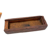 Very Sweet Antique Carved Out Box in Red Paint with Slide Lid