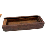 Very Sweet Antique Carved Out Box in Red Paint with Slide Lid