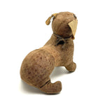 Sweet, Much Loved Old Straw Stuffed Hand-sewn Linen Dog with Button Eyes