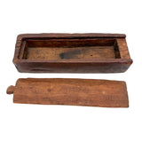 Very Sweet Antique Carved Out Box in Red Paint with Slide Lid