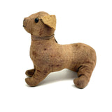 Sweet, Much Loved Old Straw Stuffed Hand-sewn Linen Dog with Button Eyes