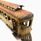 C. 1910s Schieble (Dayton, Ohio) Large Tin Litho Trolley in Yellow and Red