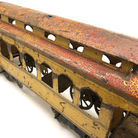 C. 1910s Schieble (Dayton, Ohio) Large Tin Litho Trolley in Yellow and Red
