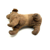 Sweet, Much Loved Old Straw Stuffed Hand-sewn Linen Dog with Button Eyes