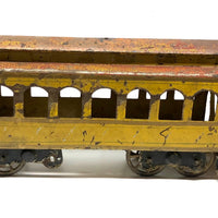 C. 1910s Schieble (Dayton, Ohio) Large Tin Litho Trolley in Yellow and Red