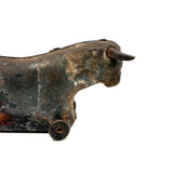 Forlorn Feeling Old Tin Toy Bull on Wheels (with Moving Ears)