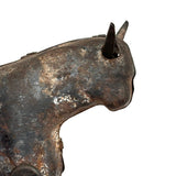 Forlorn Feeling Old Tin Toy Bull on Wheels (with Moving Ears)