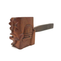 Charming Folk Art Daughters of Rebekah / Odd Fellows Carved Gavel with Block