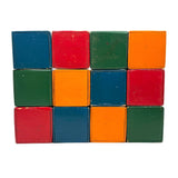 Red, Blue, Green, Orange: Excellent Set of Twelve Old Wooden Rattle Blocks