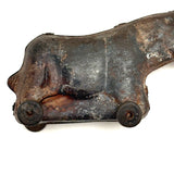Forlorn Feeling Old Tin Toy Bull on Wheels (with Moving Ears)
