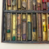 Romantic Feeling Set of Three Well Used Boxes of Old Grumbacher, NY Pastels, As Found