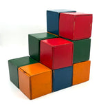 Red, Blue, Green, Orange: Excellent Set of Twelve Old Wooden Rattle Blocks