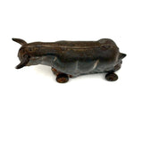 Forlorn Feeling Old Tin Toy Bull on Wheels (with Moving Ears)