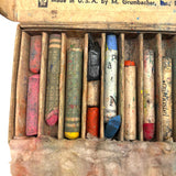 Romantic Feeling Set of Three Well Used Boxes of Old Grumbacher, NY Pastels, As Found