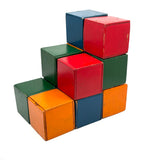 Red, Blue, Green, Orange: Excellent Set of Twelve Old Wooden Rattle Blocks
